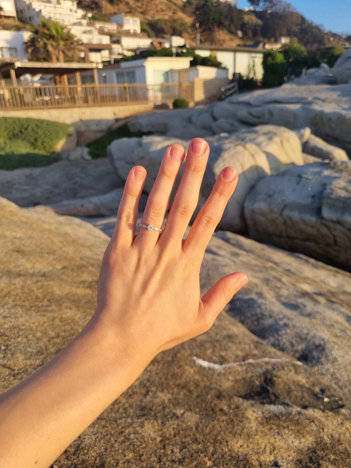 Anillo Solitario con Diamantes en Pavé