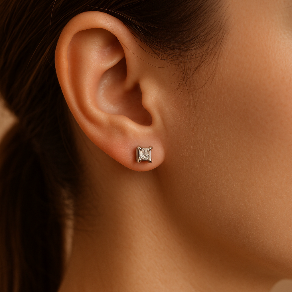 Aros Studs Diamantes Talla Princesa