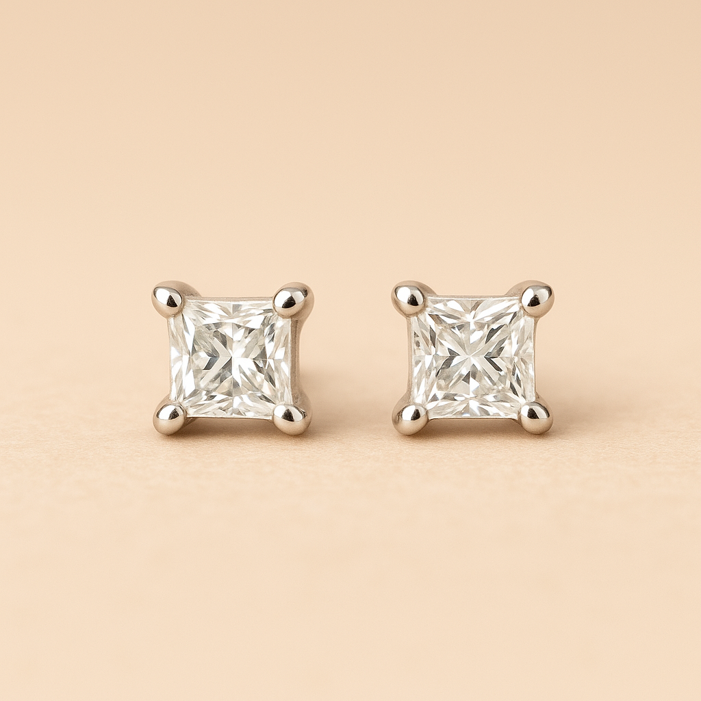 Aros Studs Diamantes Talla Princesa