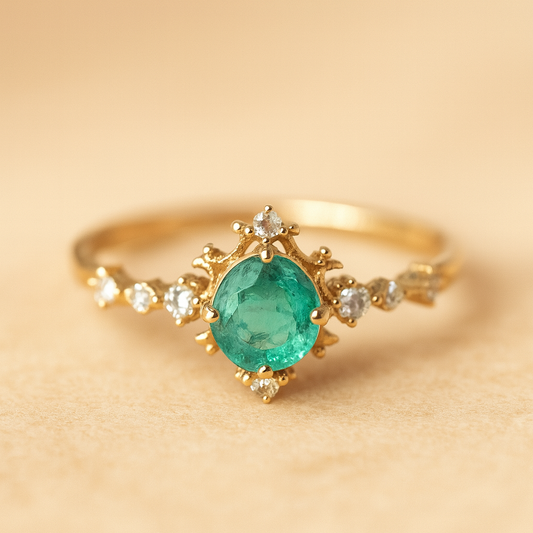 anillo-oro-18k-esmeralda-praga-diamantes-rose-joyas